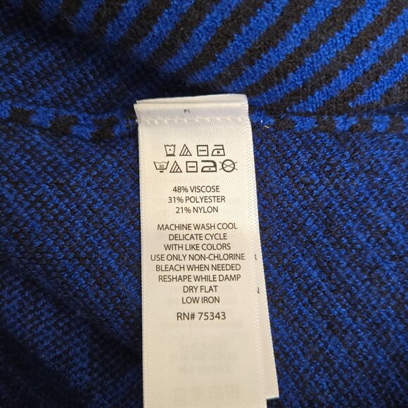 Cynthia Rowley Blue Black Striped Mock Neck Sweater 1X Plus Size - Picture 5 of 6